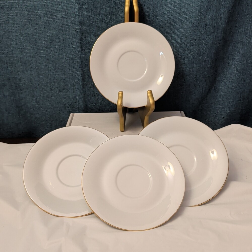 Set of 4 Sea Gull Fine China Saucers 6" | Jian Shang Gold Trim | Replacement - Picture 12 of 16
